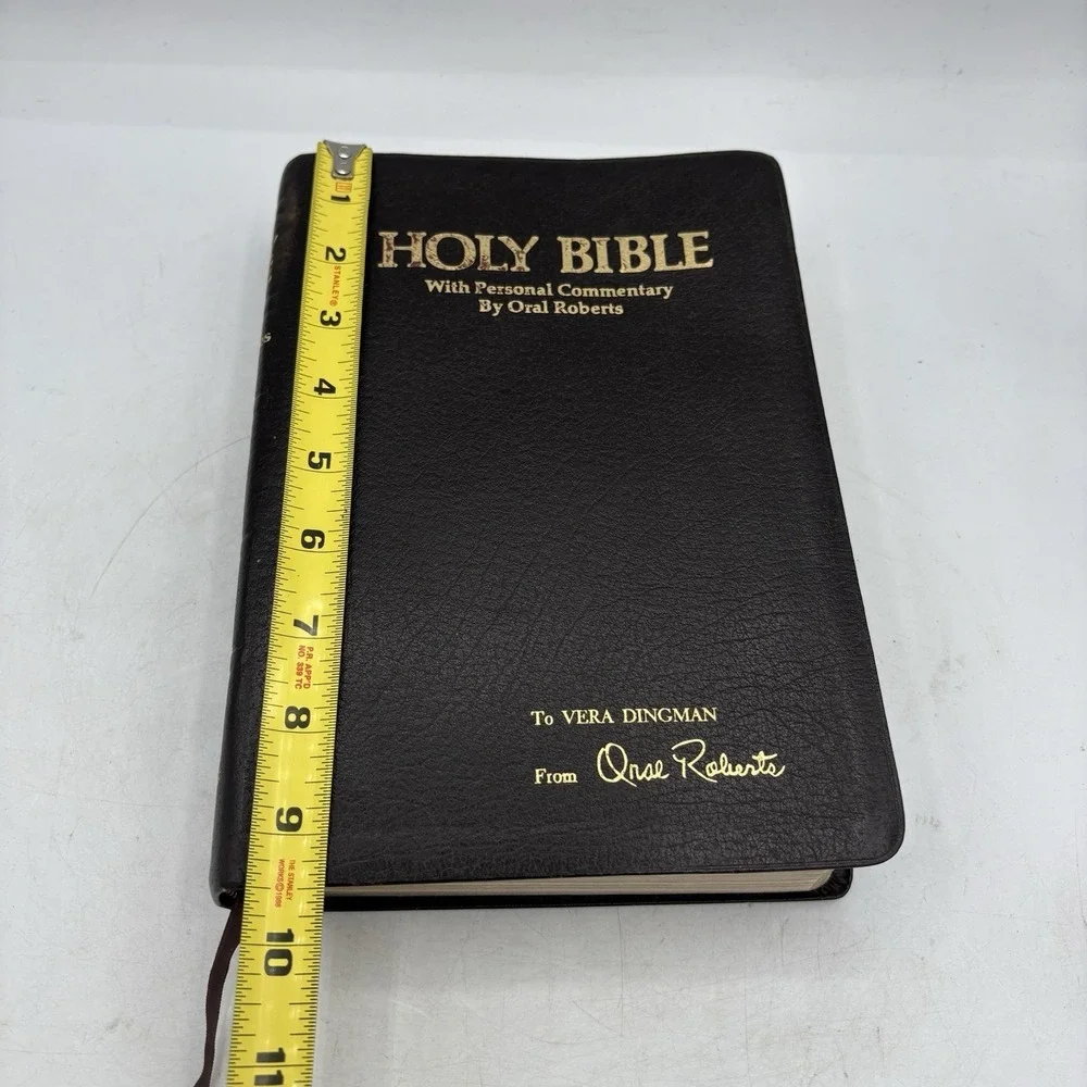 Vintage Holy Bible w Personal Comment Oral Roberts King James Black Leather 1981